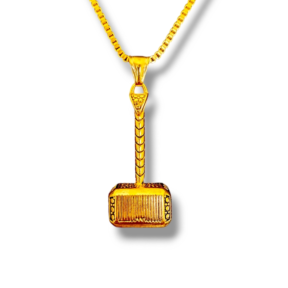 Stainless steel gold plated pendant of Thor's hammer